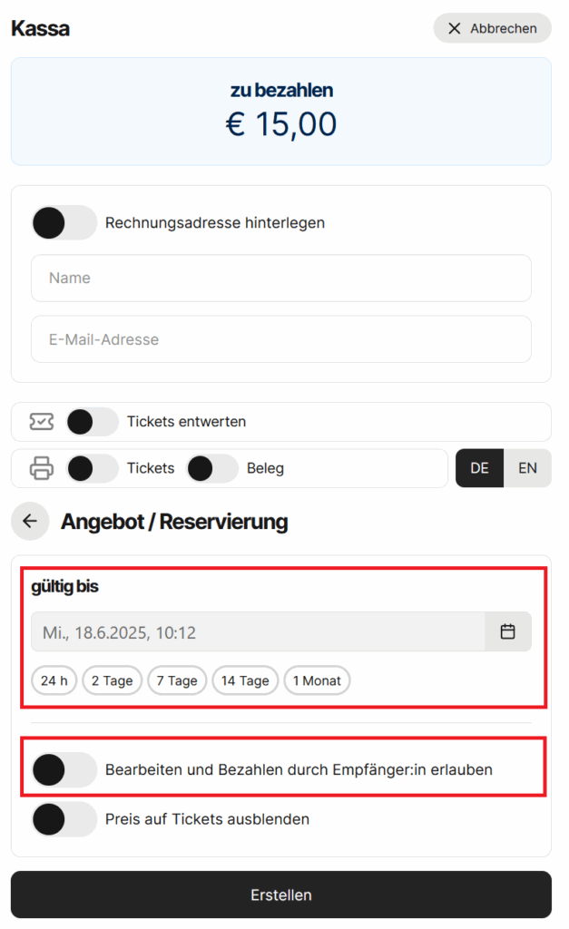 Screenshot vom Warenkorb