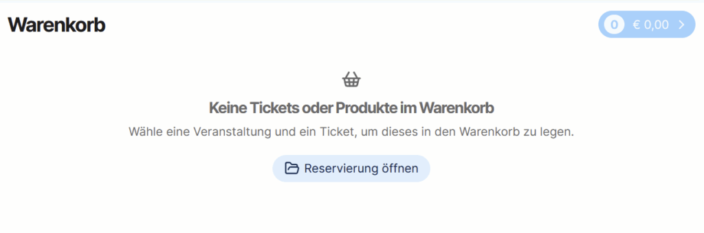 Screenshot von einem leeren Warenkorb